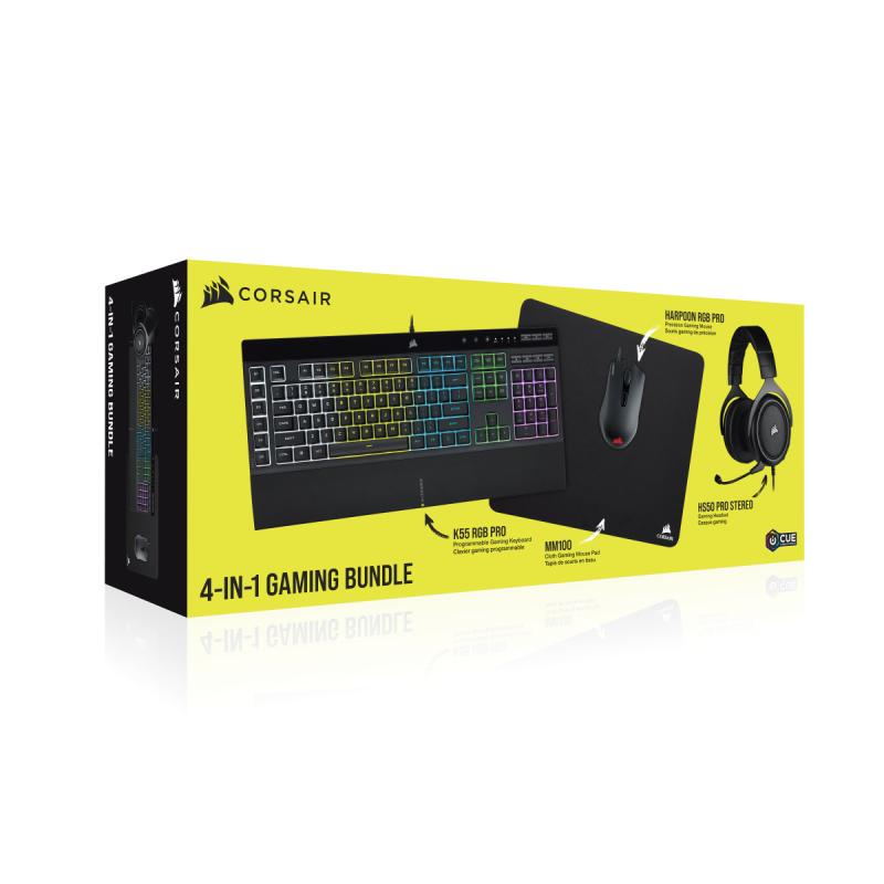 KIT CORSAIR 4 IN 1 K55 RGB PRO + HARPOON RGB PRO+HS50 PRO+MM110(CH-9226A65-SP)